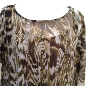 Cato Women's 2 Piece Sheer Top and Camisole Size M